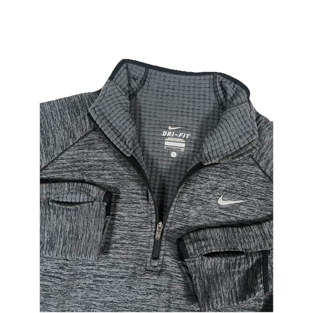 Nike Gray Black 1/4 Zip Therma Waffle Fleece Mockneck‎ Pullover Women's Small
